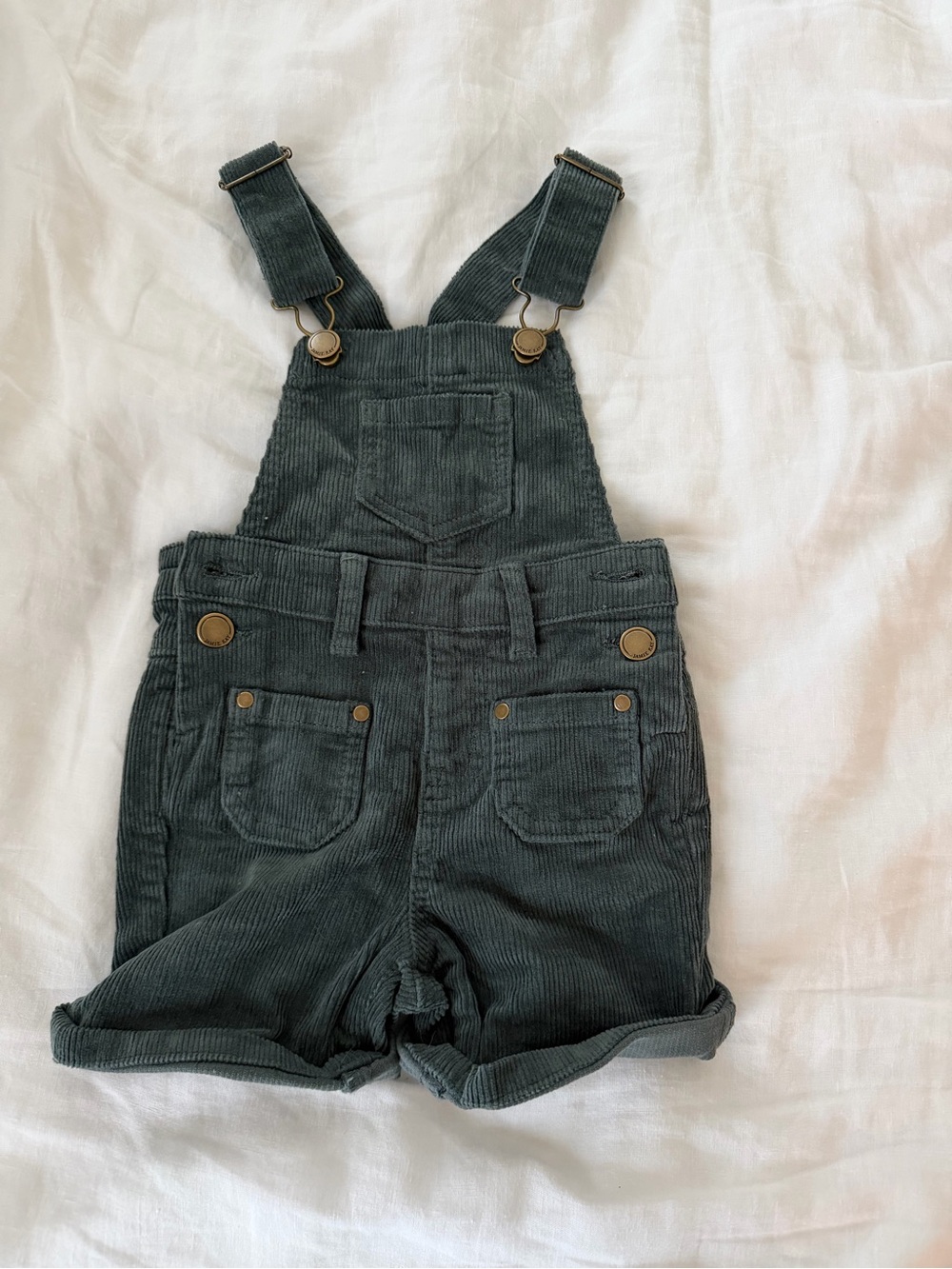Jamie Kay Kids Corduroy Short Overalls in Dark Green